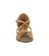 Lys brun satengsko med knute foran, 5.5 cm hæl, fleksibel såle