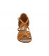Lys brun satengsko med 5 bånd, 8,5 cm hæl, ekstra fleksibel såle, tilbud 10%