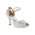 sko til dans og bryllup med 7.5 cm høy hæl og krystaller, hvit