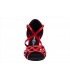 Rød satengsko, fem bånd, 8 cm hæl - tilbud 30% 35, 36 & 38